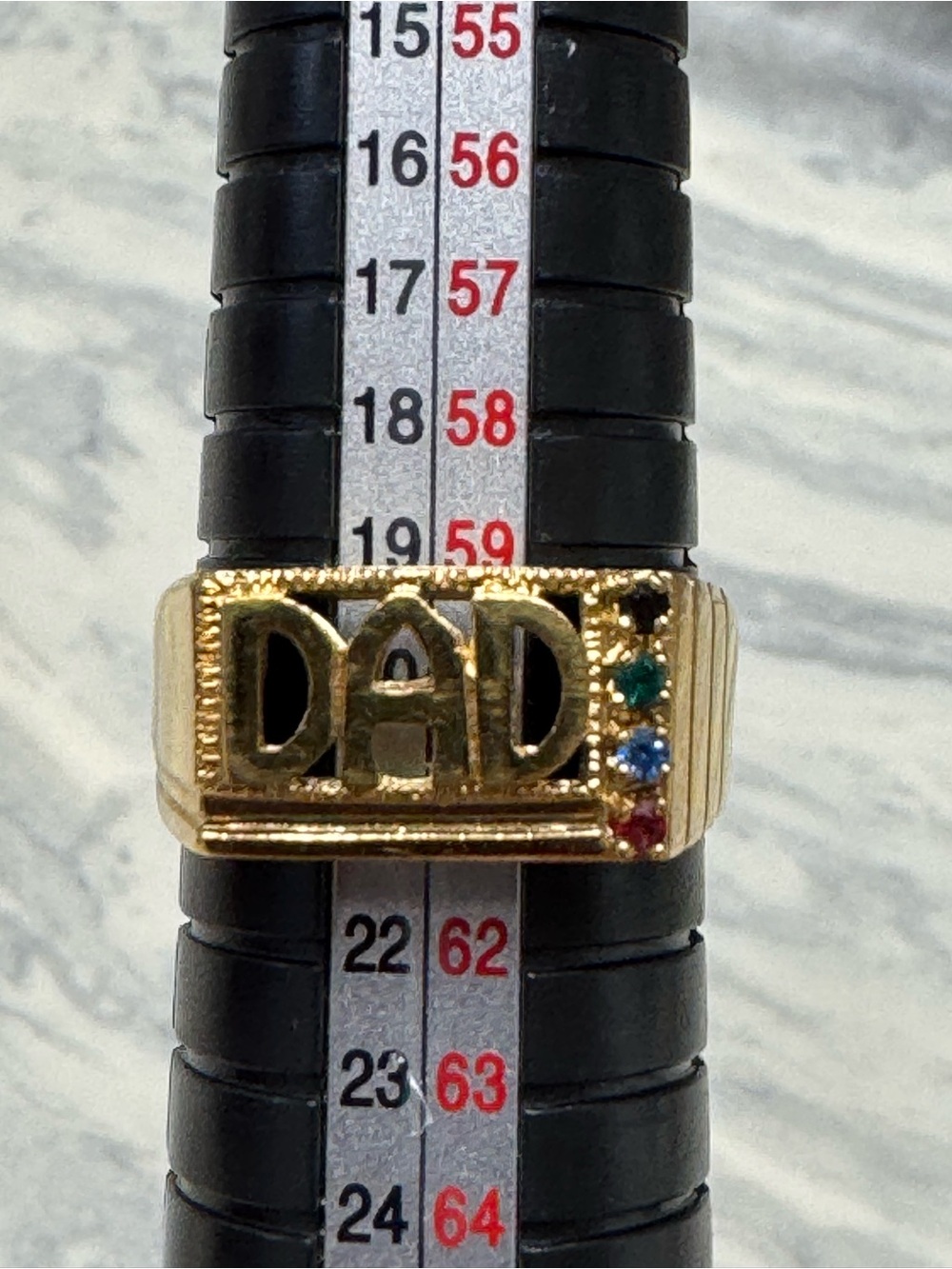 Vintage DAD Statement Ring Colorful Stone Accent Brass Sample Ring Size 9.5 - Picture 15 of 16